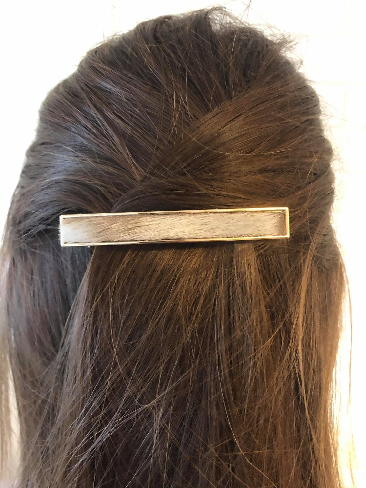 Hair Clip, Gold Natural Narrow - Image 4