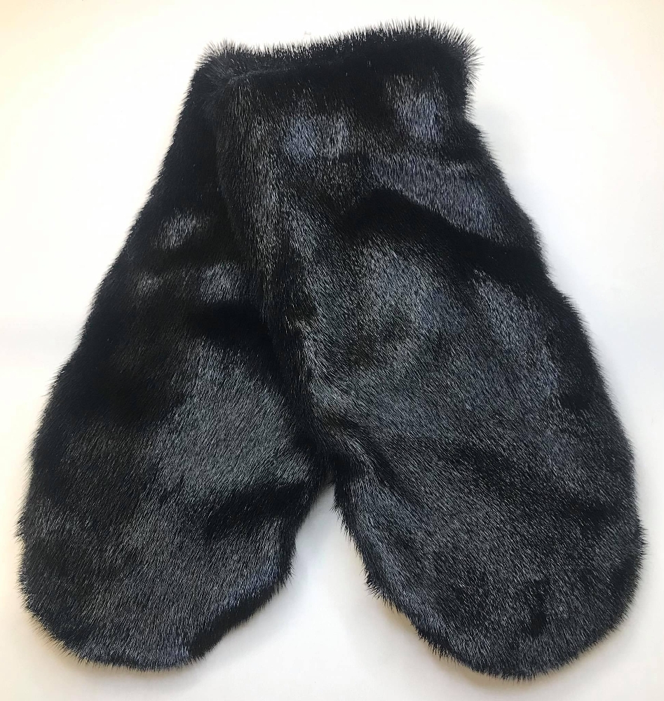 Aput Mittens with Leather, Black - Image 4