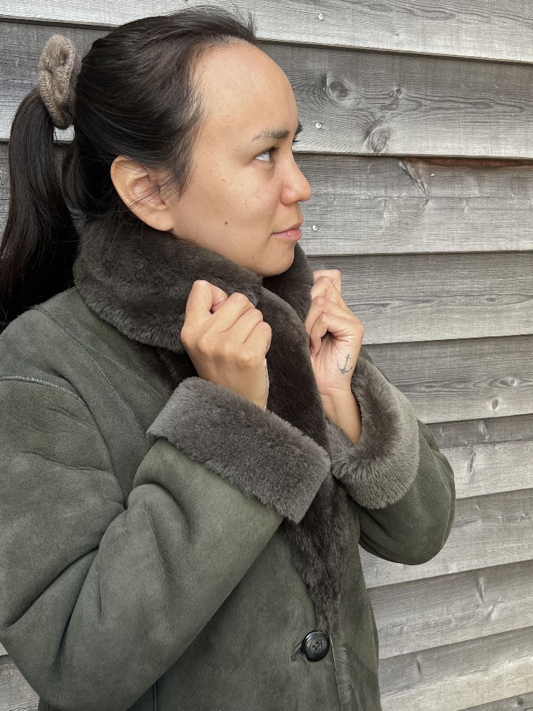 Ivalu Shearling Jacket, Green - Image 6