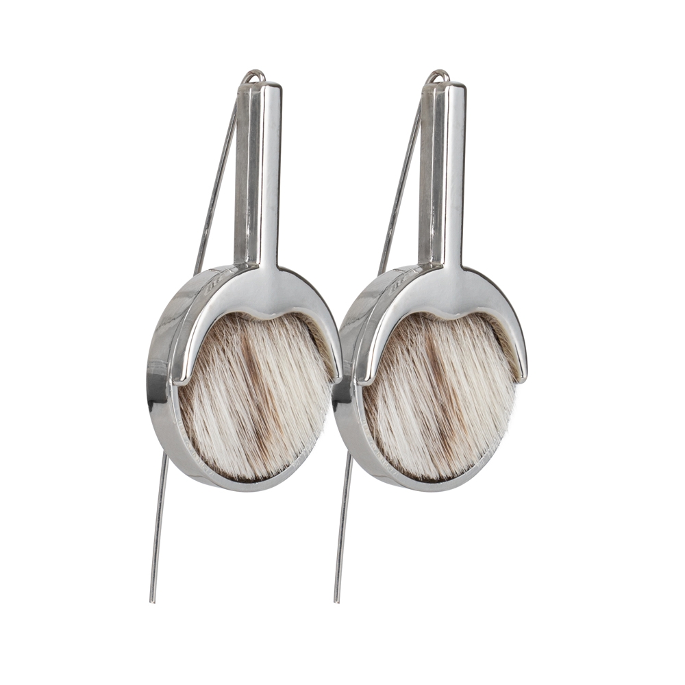 Earrings with Seal Fur - Silver/Natural - Image 3