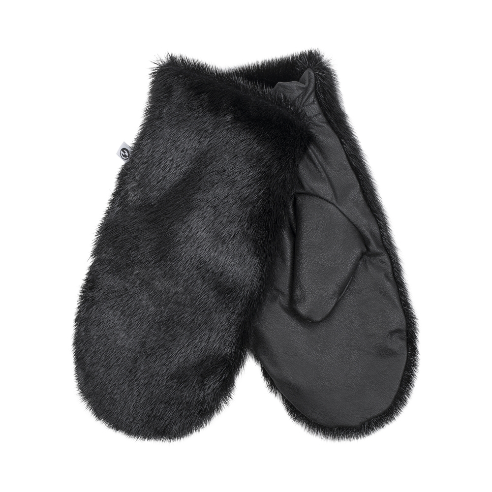 Aput Mittens with Leather, Black - Image 3