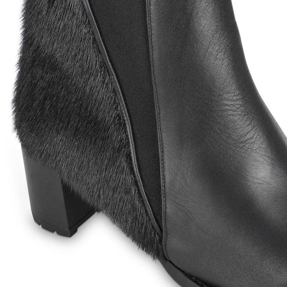 NINA, Black Ankle boot, Black Leather - Image 5