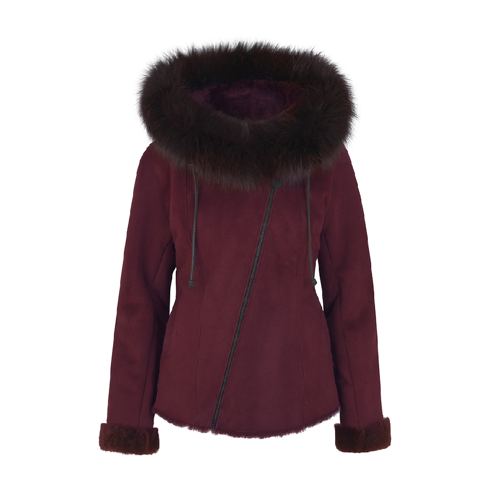 Sheepskin jacket, Wine Red - Image 4