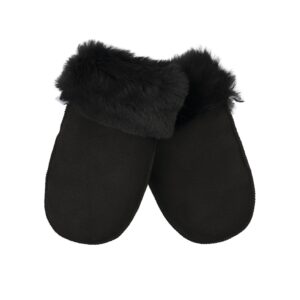 Children's Lambskin Mittens, Black