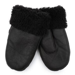 Sava Sheepskin Mittens, Dark Brown