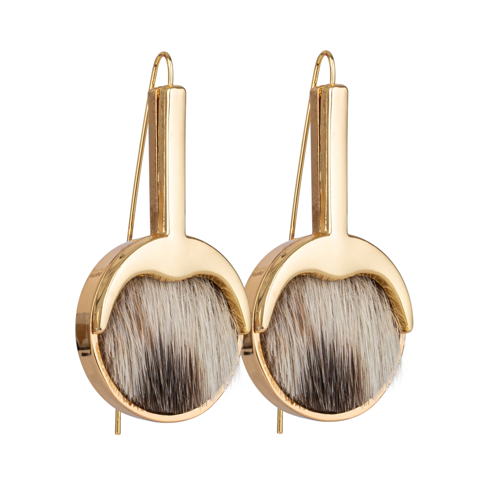 Earrings with Seal Skin - Gold/Natural
