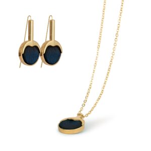 Jewellery set with Seal skin - Gold/Navy