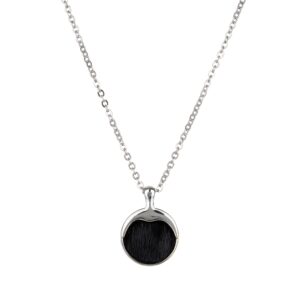 Necklace with Seal fur - Silver/Black