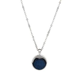 Necklace with Seal Skin - Silver/Navy