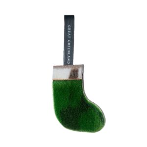 Wooden Christmas Decoration - Christmas Stocking, Green/Natural