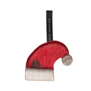 Wooden Christmas Decoration - Santa Hat, Red/Natural