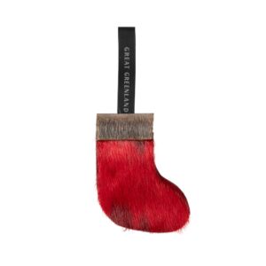 Wooden Christmas Decoration - Christmas Stocking, Red/Natural