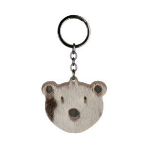Keyring Polar Bear Face, Wood