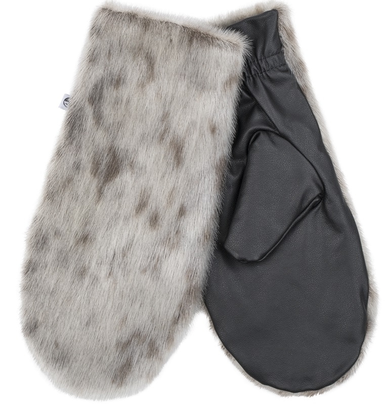 Aput Mittens with Leather, Natural Ringed Seal