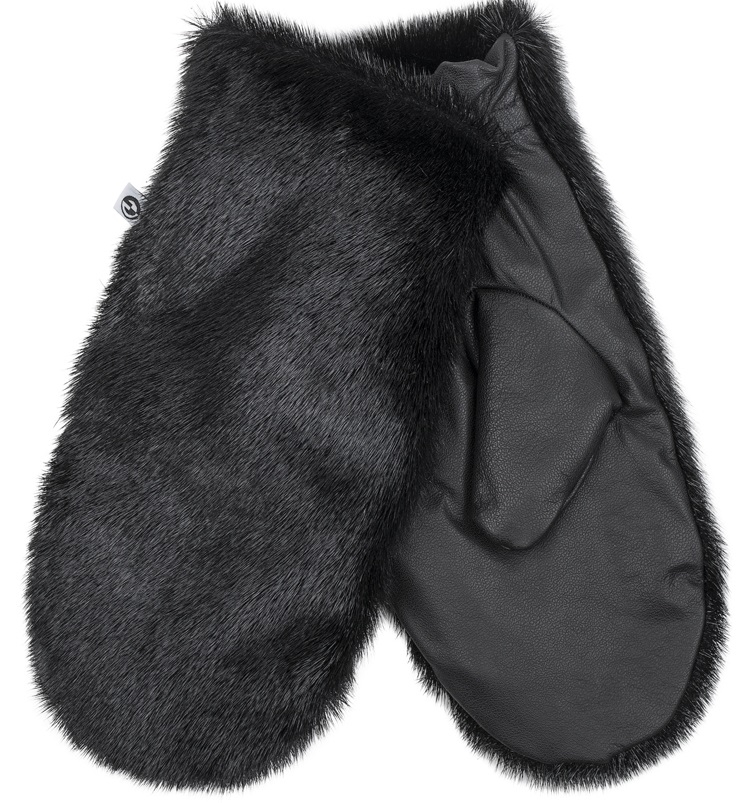 Aput Mittens with Leather, Black