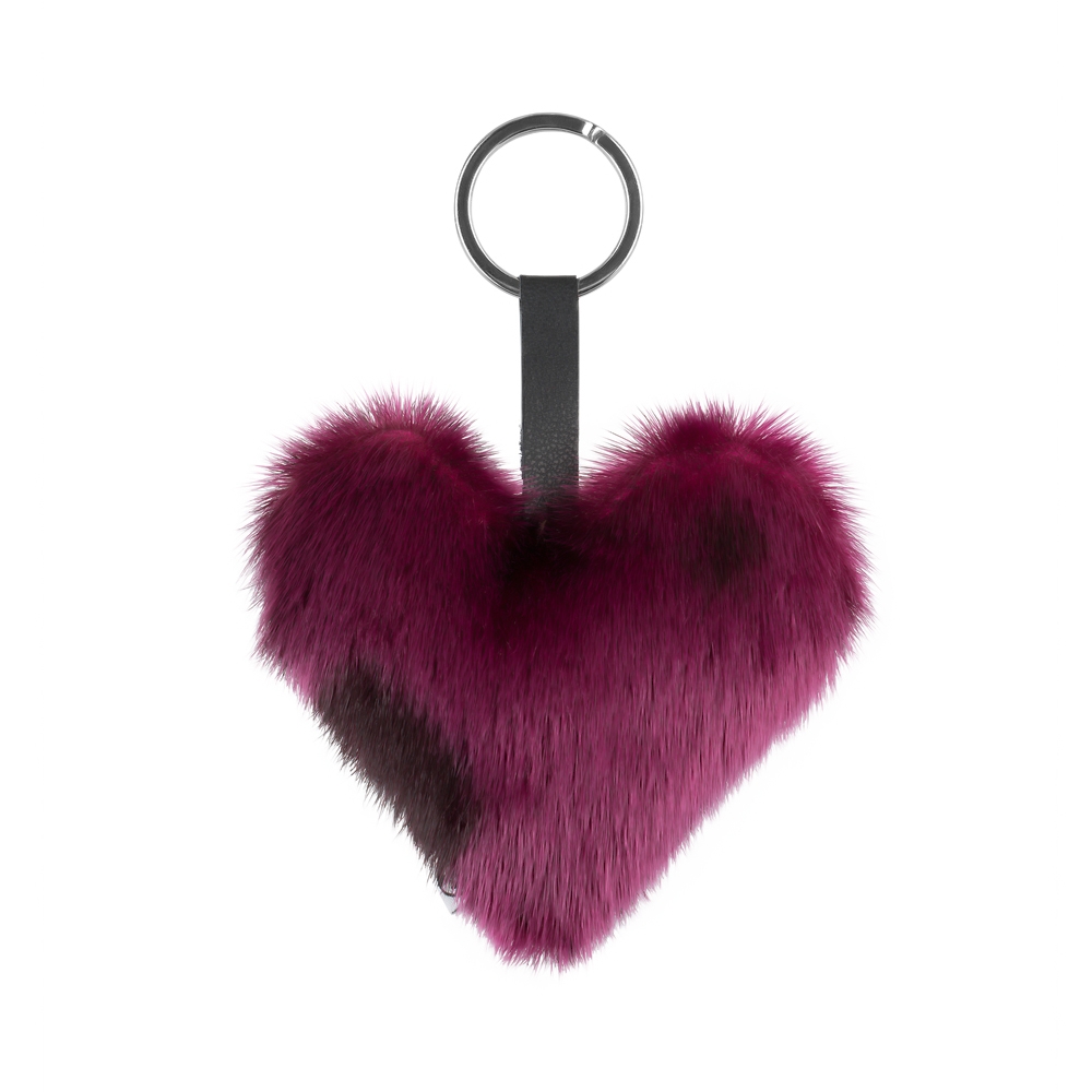 Heart Keyring, Pink Seal Fur