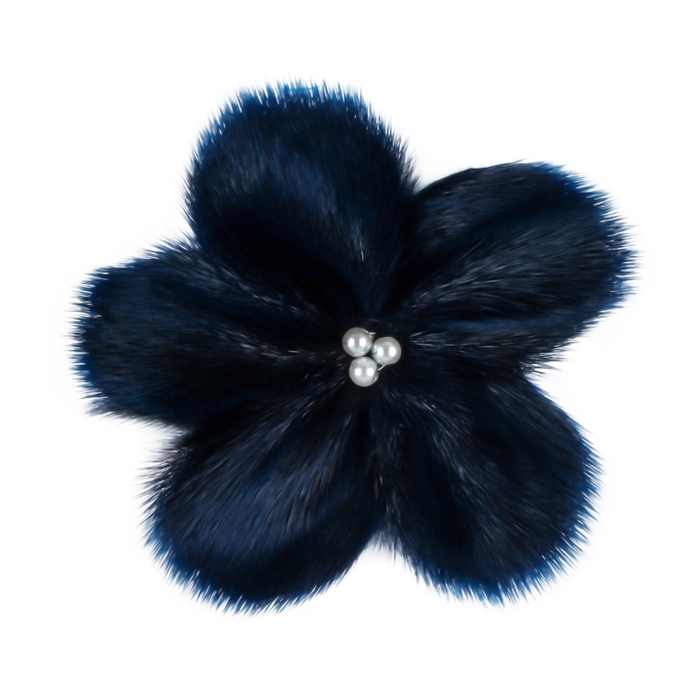 Seal Skin Brooch with Pearls, Blue