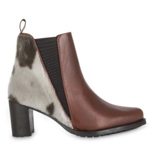 NINA, Brown Ankle Boot, Natural Leather