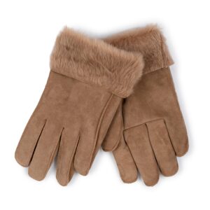 Nuka Shearling Gloves, Camel
