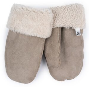 Sava Sheepskin Mittens, Grey-Beige