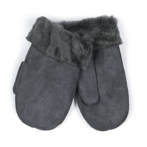 Sava Sheepskin Mittens, Dark Grey