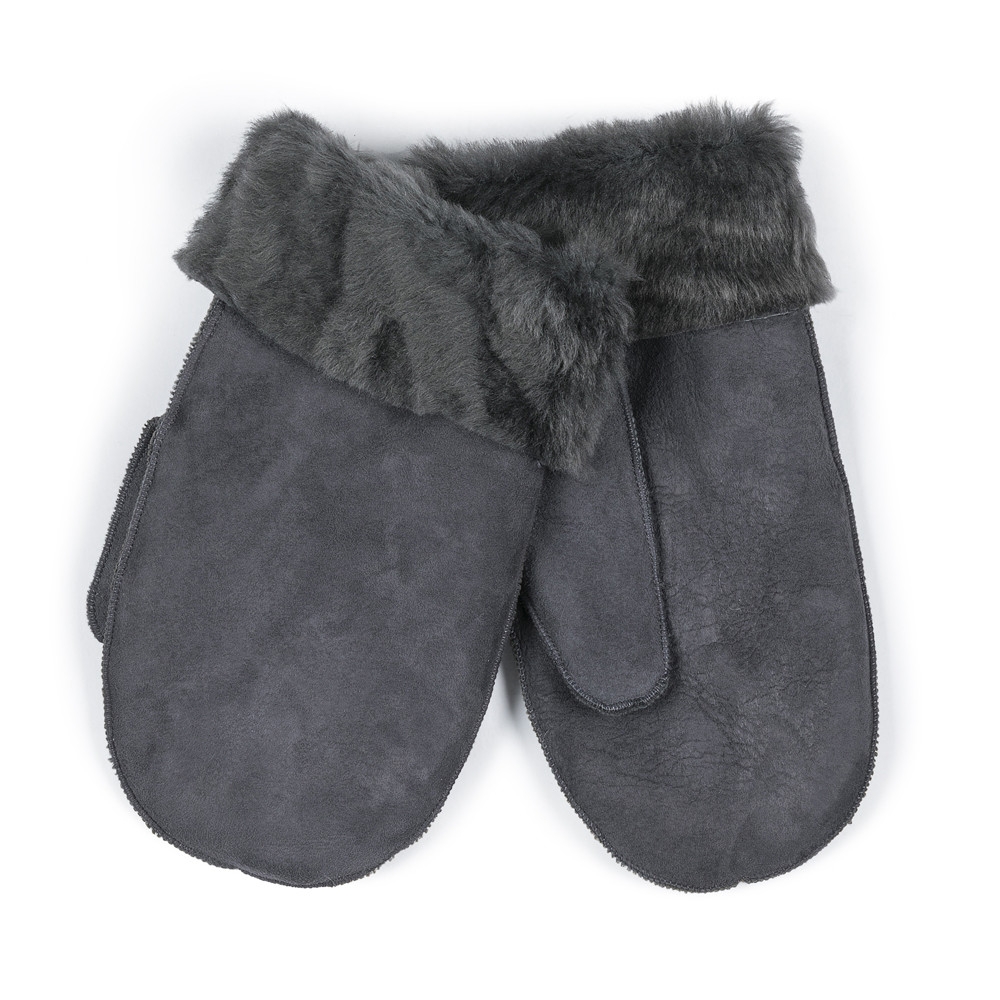 Sava Sheepskin Mittens, Dark Grey