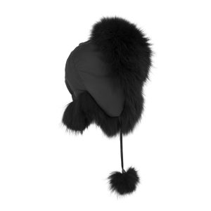Fox Hat, Black with Fox Trim
