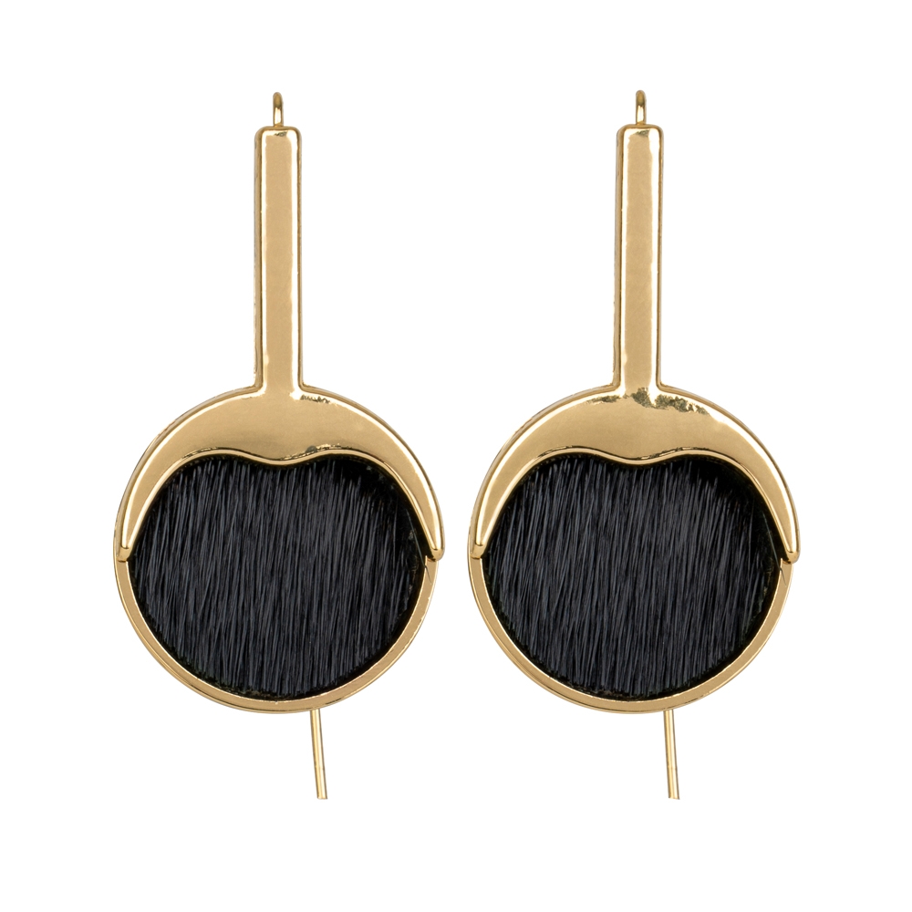 Earrings with Seal Skin - Gold/Black - Image 2