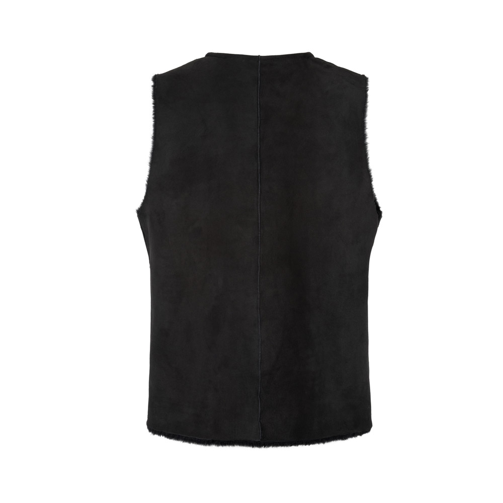 Sava Shearling Vest, Black - Image 3