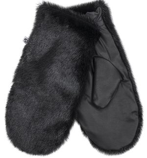 Aput Mittens with Leather, Black