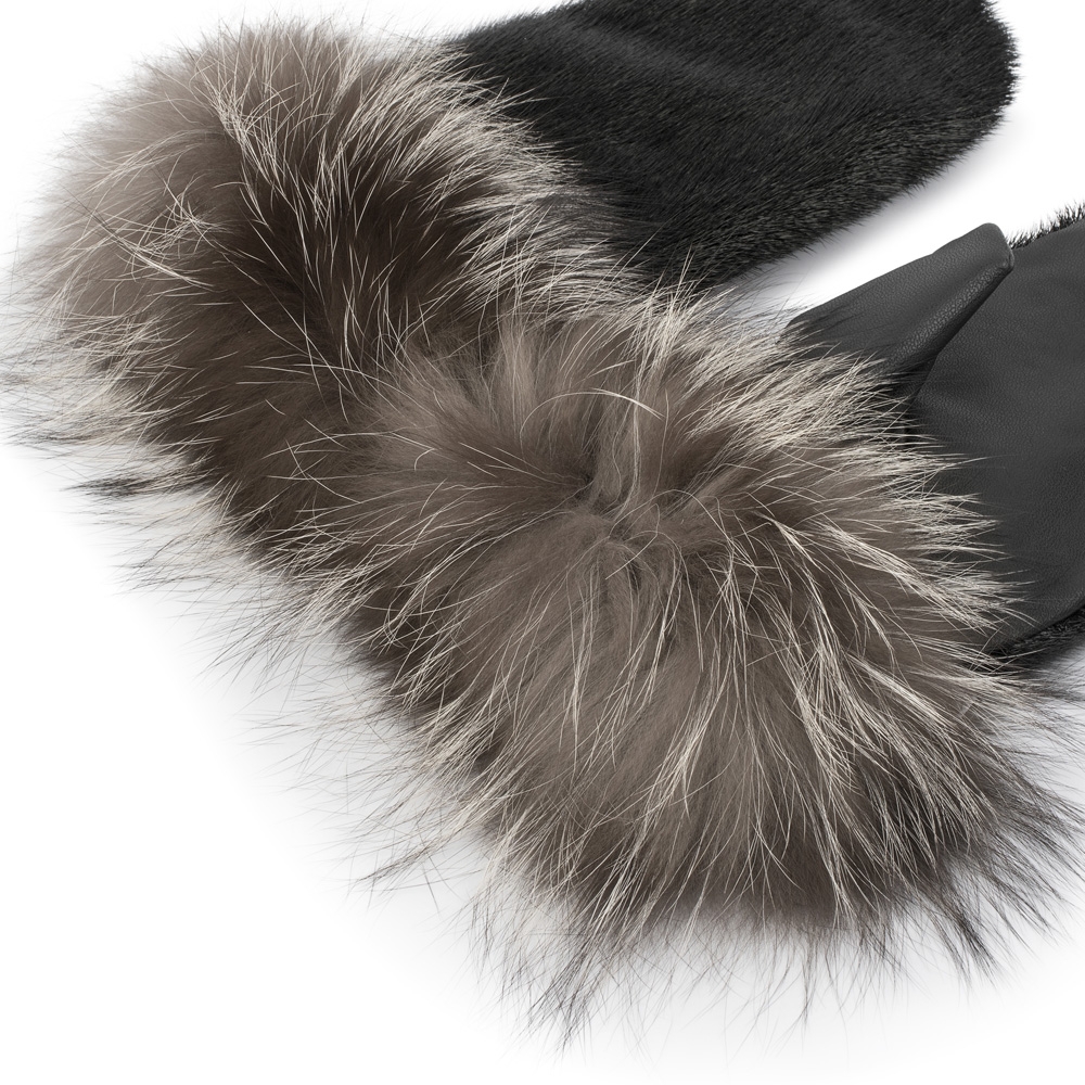 Iluliaq Mittens, Black/Leather - Image 3