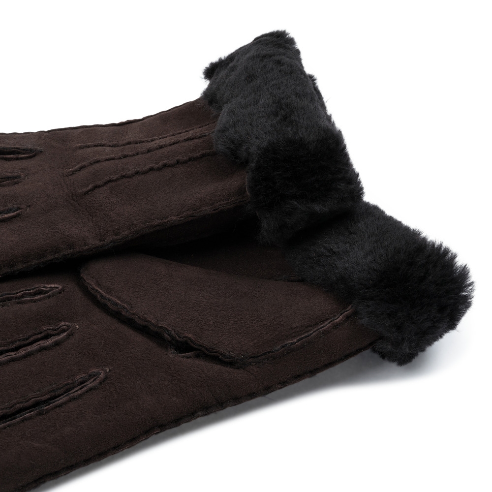 GG Sheepskin Gloves - Dark Brown - Image 3