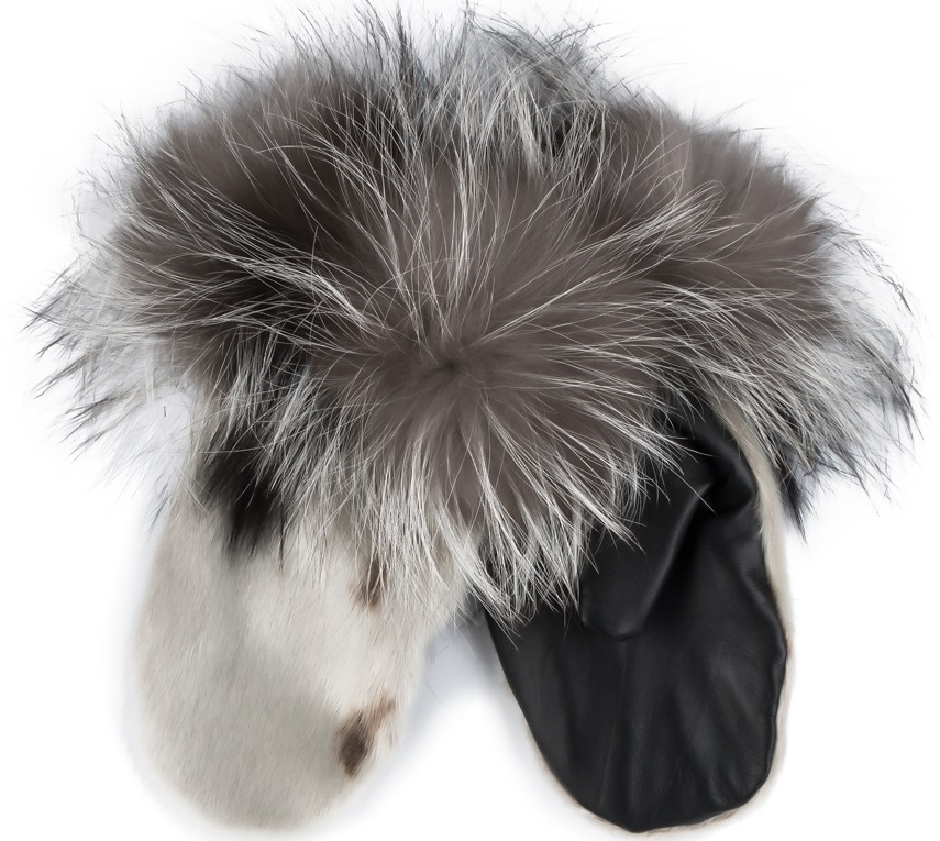 Iluliaq Mittens, Harp seal Natural/Leather - Image 3