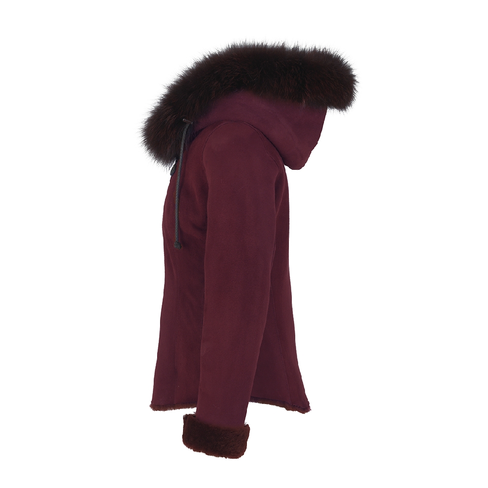 Sheepskin jacket, Wine Red - Image 3
