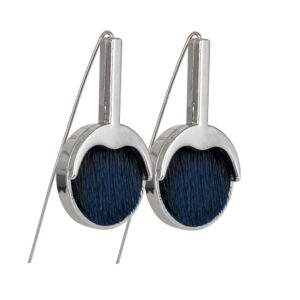 Earrings with Seal fur - Silver/Navy