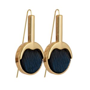 Earrings with Sealskin - Gold/Navy
