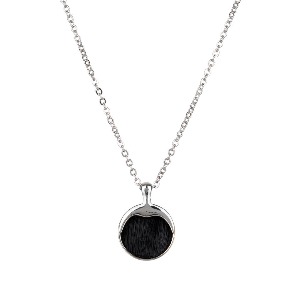 Necklace with Seal fur - Silver/Black