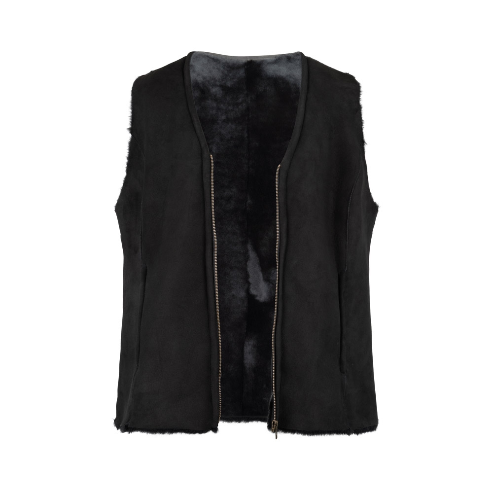Sava Shearling Vest, Black