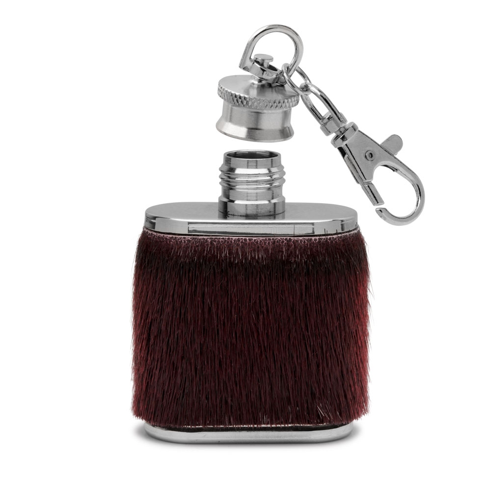 Keyring with Mini Hip Flask - Wine Red