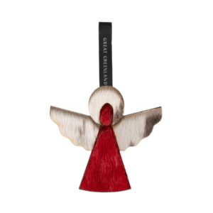 Wooden Christmas Decoration - Angel, Red/Natural
