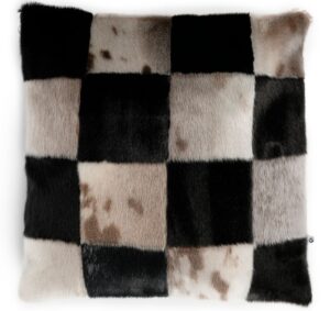 Patch Cushion Cover, Natural/Black 40x40