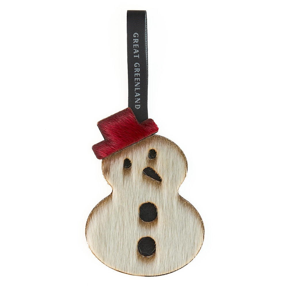Wooden Christmas Decoration - Snowman, Night/Red