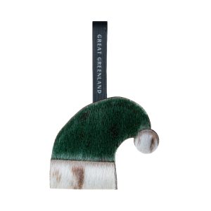 Træ Julepynt - Nissehue, Grøn/Natur