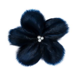 Broche i Sælskind m. Perler, Blå
