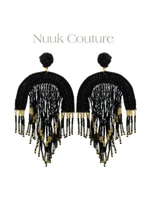 Nuuk Perle Øreringe - Sort og Guld